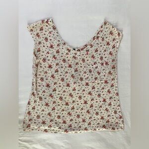 Floral Sleeveless Top Zipper Back Cotton Blend